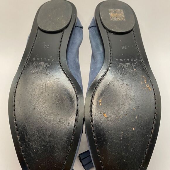 Celine Iconic Blue Suede Loafers With Tassel Size 38 - Picture 8 of 9